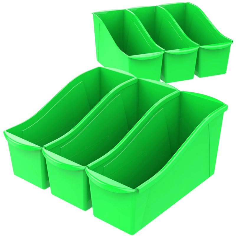 Storex Large Book Bin, 14.3 x 5.3 x 7 Inches, Green, Case of 6 (71118U06C) - Image 1